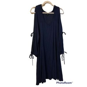 TORRID Women’s Blue Navy A Line V Neck Long Sleeve Dress With Cutouts Size 1X